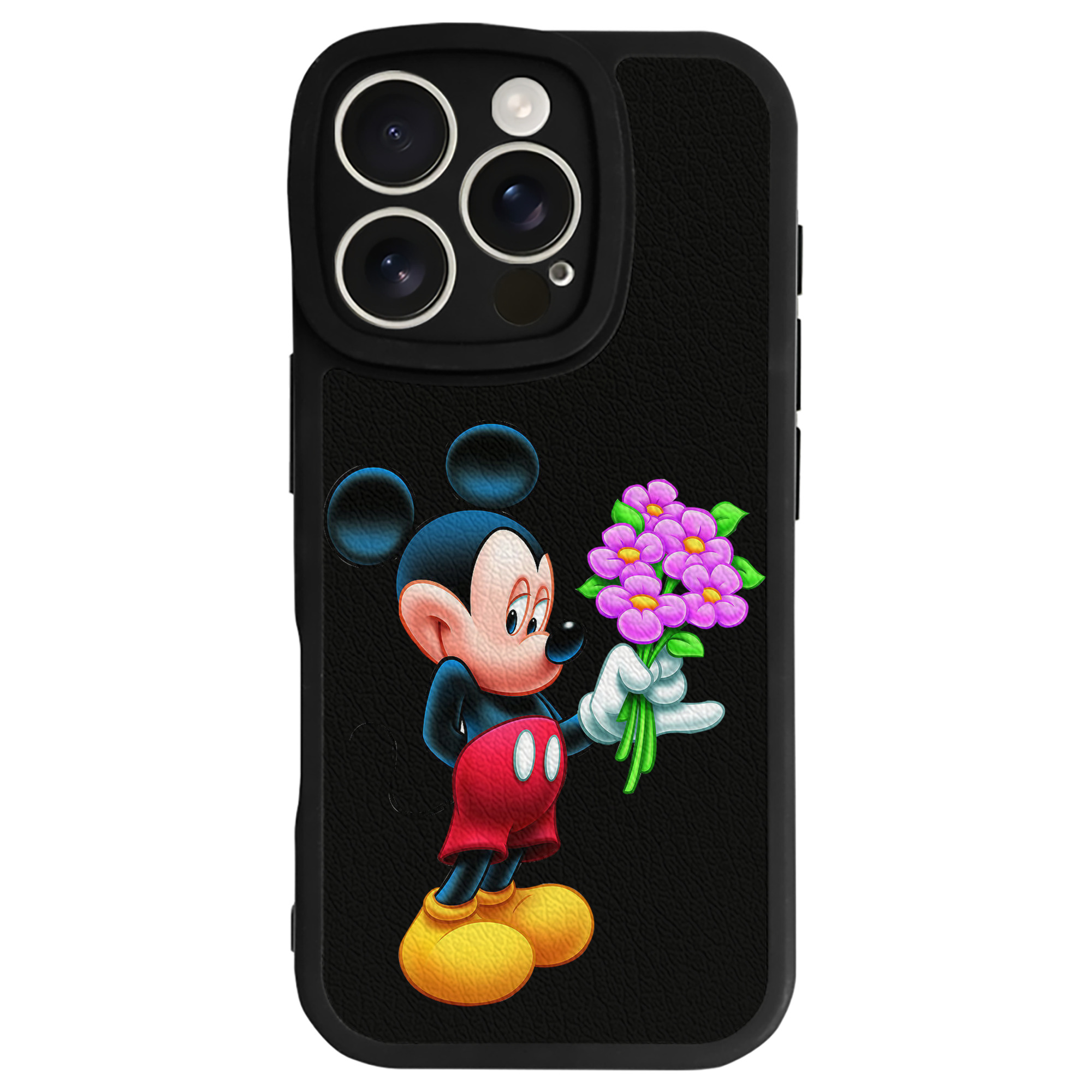 （画像用） ミッキーマウス Mickey Mouse 【iPhone 16シリーズ対応】シリコンスマホケース（レザー調） 材質：シリコン